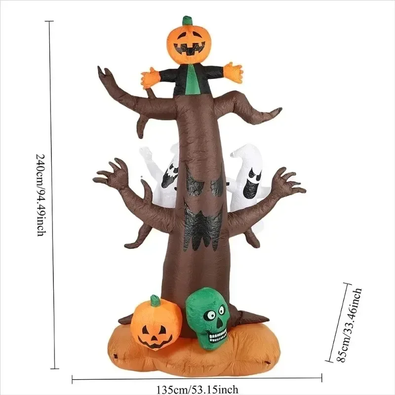 8 футов Хэллоуин праздничное освещение тыквенная голова елочное украшение вечерние на открытом воздухе со светодиодными фонарями декоры двор сад ужас реквизит