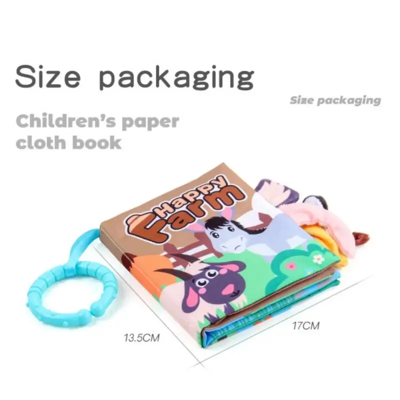 3D Animal pano livro para bebês, brinquedos do bebê, iluminação da educação precoce, cauda marinha cognição, puzzle palma, soft book para crianças, 0 a 12 meses