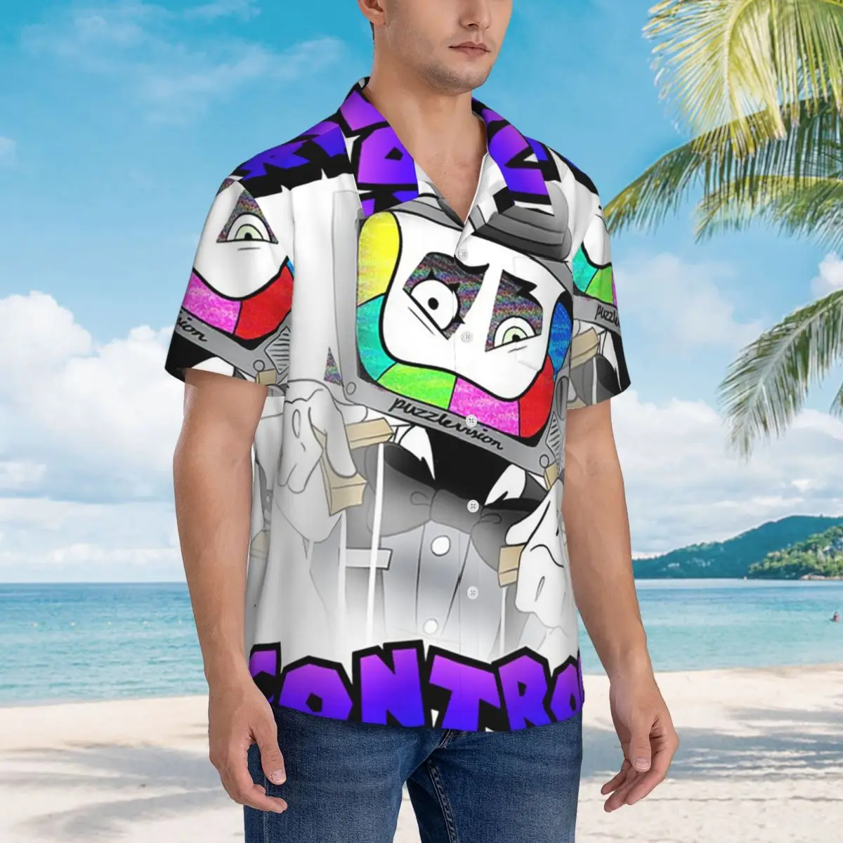 

Creative Control (Mr. Puzzles) (Transparent Version) Hawaiian Shirts Men Short Sleeve Shirt for Summer Beach Men's Lapel Tops