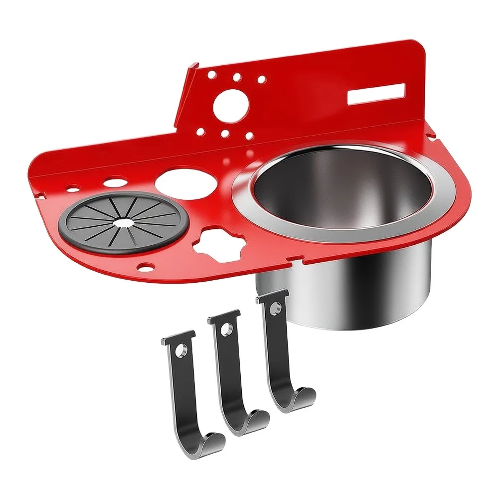 Tool Holder Designed for Ladder Mounting with Aluminum Construction Large Capacity Bucket and Secure Drill Retention