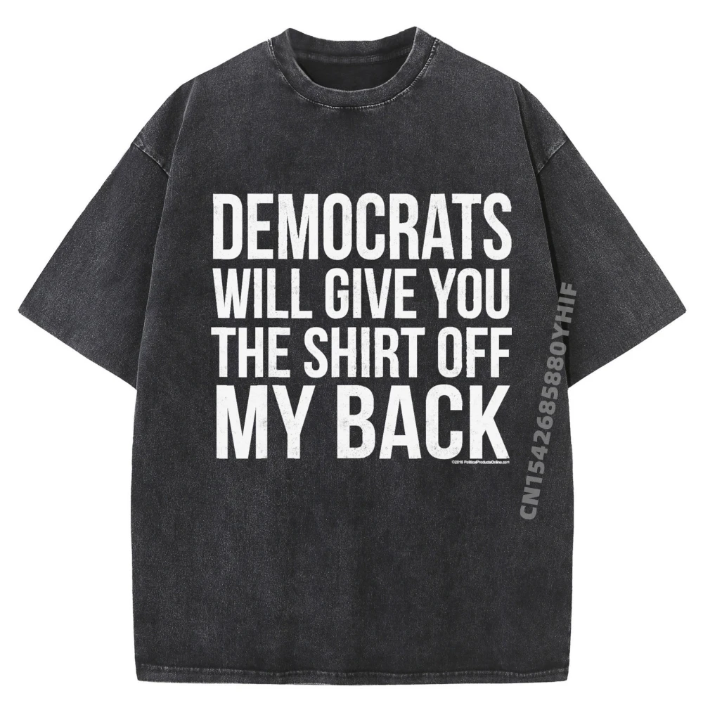 

Забавная антидемократная Республиканская мужская одежда с обратной стороны, минималистичная стираная футболка с короткими рукавами и графическим рисунком