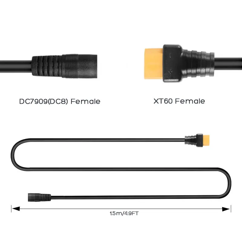 XT60 to DC8mm Adapter Cable 1.5m/5FT 14AWG XT60 to DC7909 Female Connector Cable for Portable Power Station Solar Generator Etc.