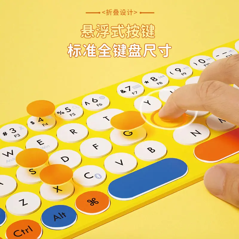 Miffy Foldable Wireless Bluetooth Keyboard Ultra-Thin Silent Mini Portable Keypad Compatible With Phone Tablet Keyboa Gift