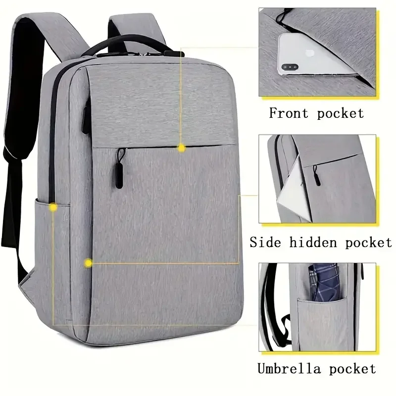 School Business Backpack Large Capacity Travel USB Bag Fashion Waterproof Oxford Cloth Bag Trendy Computer Bag Backpack Washable