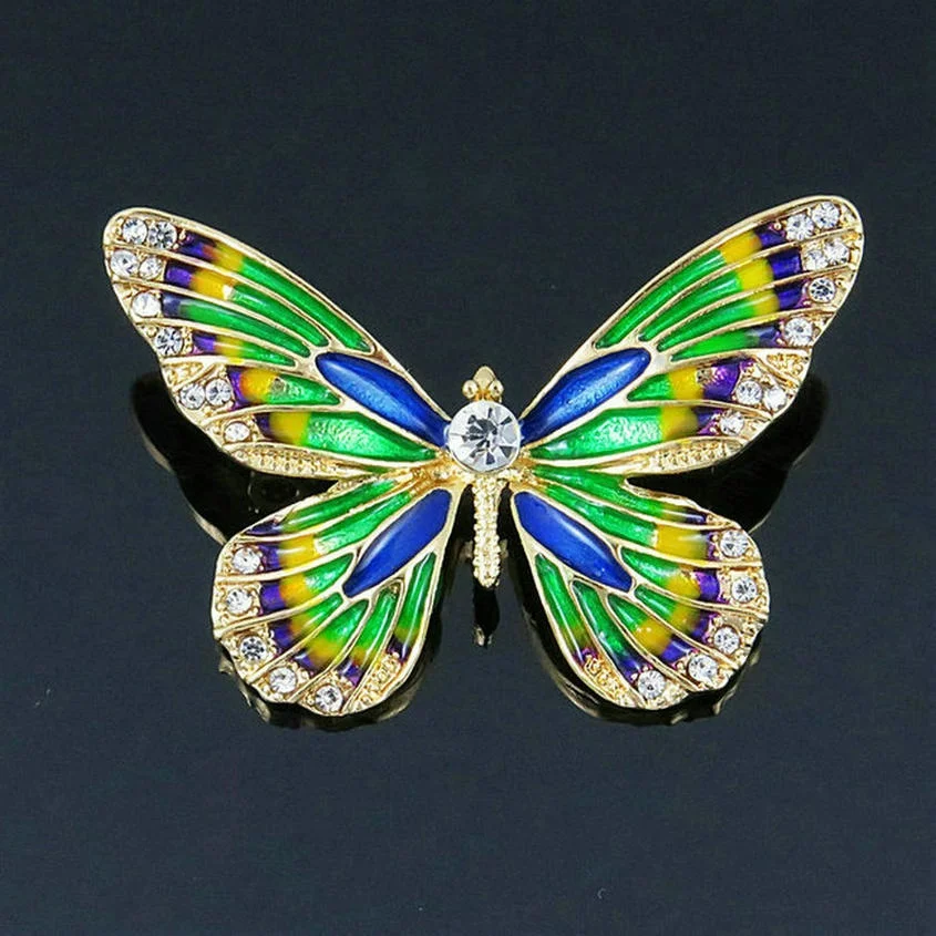 Delysia King Fashion Women Butterfly Brooch Ladies Perfect Rhinestone Crystal Bandana Brooch and Brooch