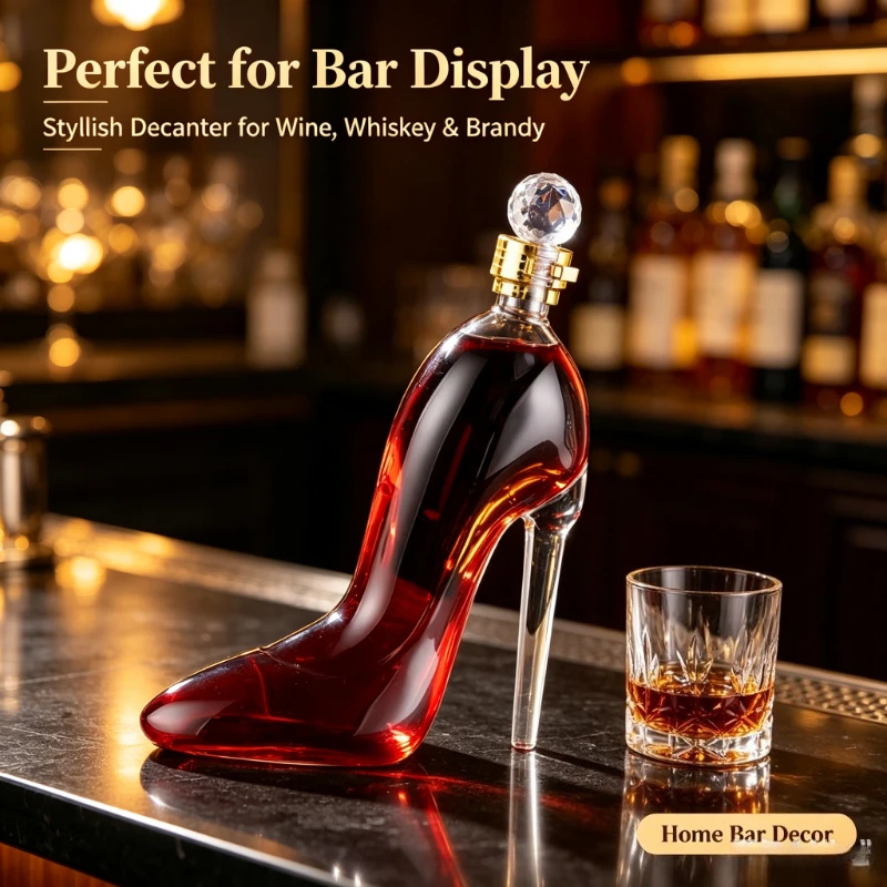 375ml 700ml High-Heels Shoes Shaped Whisky Decanter Glass Crystal Merlot Rum Vodka Wine Bottle Liquor Dispenser Bar Tools