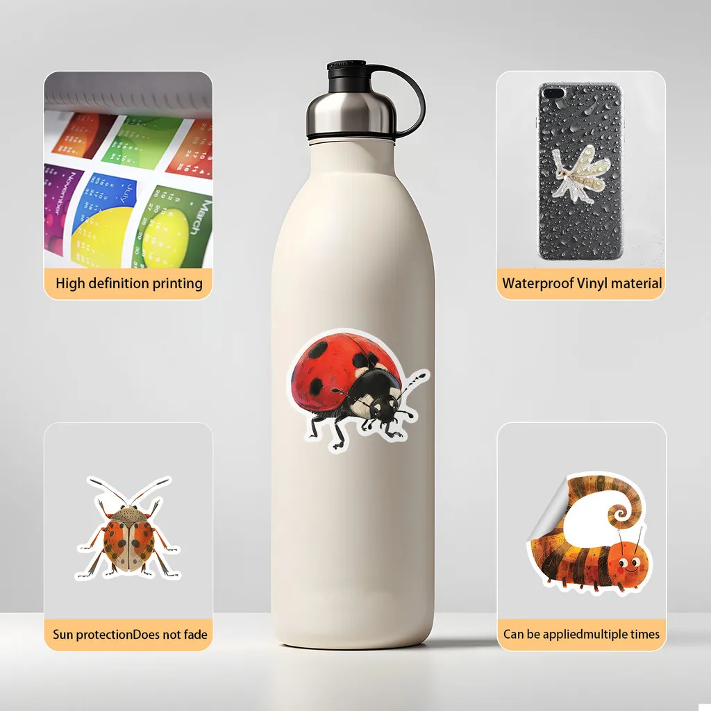 50 peças adesivos de graffiti de insetos-decoração de pvc à prova d'água diy para capa de telefone, copo de água e skate bulingbulingstickers loja