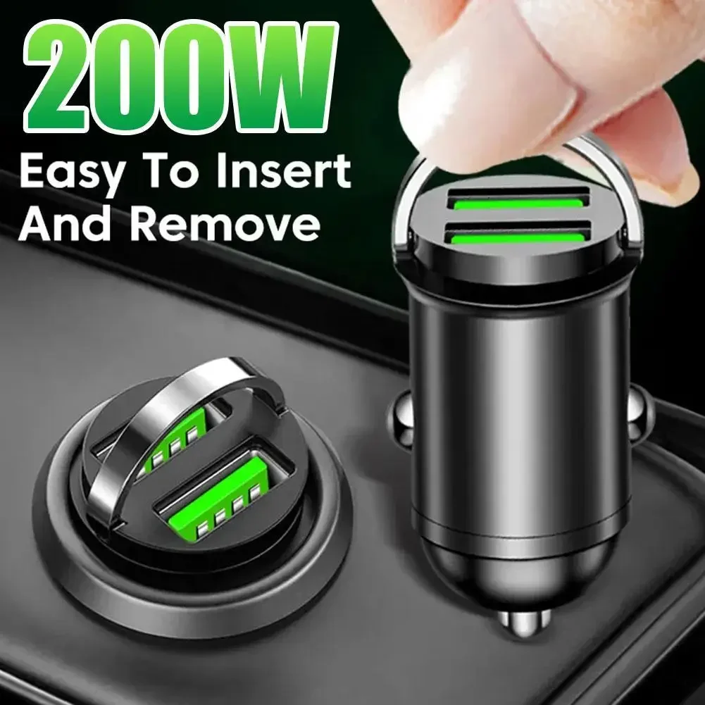 200W Dual USB Auto Ladegerät Feuerzeug Schnelle Aufladung für IPhone QC3.0 Mini USB Auto Telefon Ladegerät für Xiaomi Samsung Huawei honor