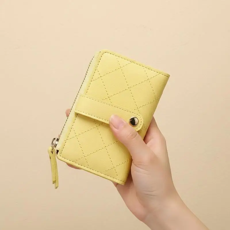 Korean Fresh Style Foldable PU Short Wallet Multi Card Slot Portable Autumn Women Daily Coin Pouch
