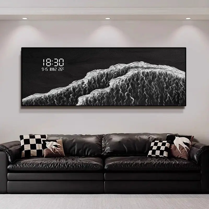 Advanced digital Wall clock screen large living room electronic Wall clock sofa background horloge murale Home decoration