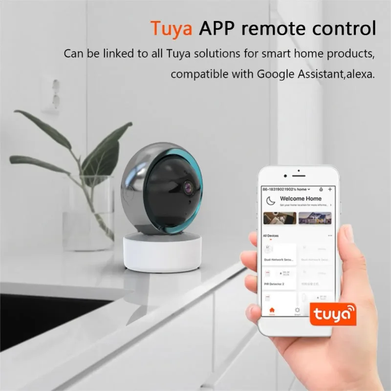 Tuya Camera Remote Control Automatically Switches Night Vision 1080P HD 360° Picture Rotating Star Black Hole Camera Monitor