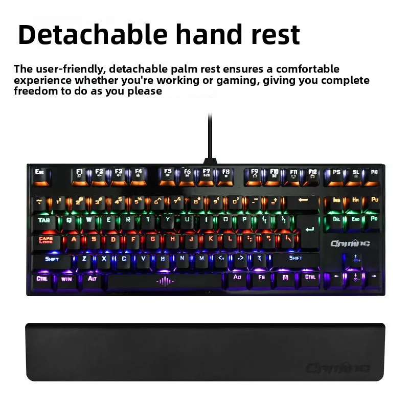 

Urban Fangyuan K28 true mechanical green axis keyboard USB wired luminous desktop 87-key hand rest e-sports gaming keyboard