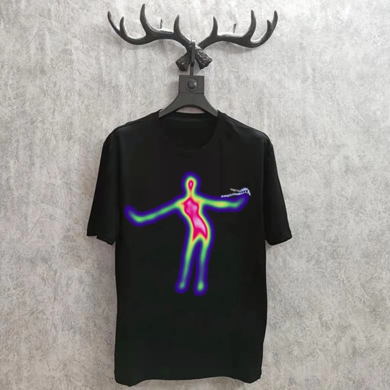 T-Shirt oversize estiva donna Y2k T-Shirt Harajuku a maniche corte con stampa verticale distorta Hip Hop Streetwear T-Shirt da uomo Tee Top