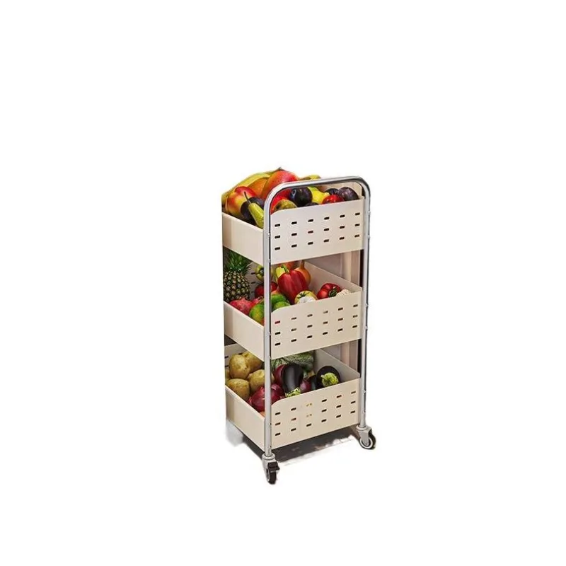 

Stainless steel kitchen vegetable rack household floor type multi-functional storage
