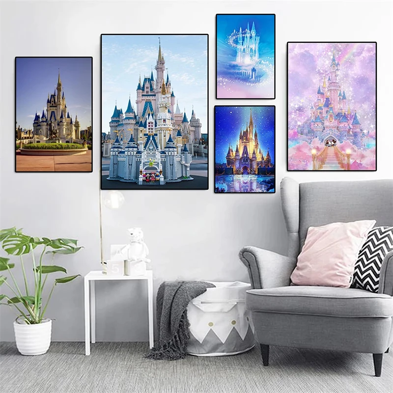 Disney Dream Castle Cartoon Canvas Paintings Abstract Disneyland Posters and Prints Wall Art for Living Room Wall Decor Cuadros