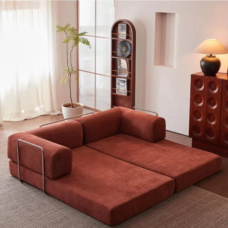 Luxury Modern Fabric Modular Sofa Bed Couch Set High Density Compression Extendable & Tufted Home Furniture Vacuum Packed
