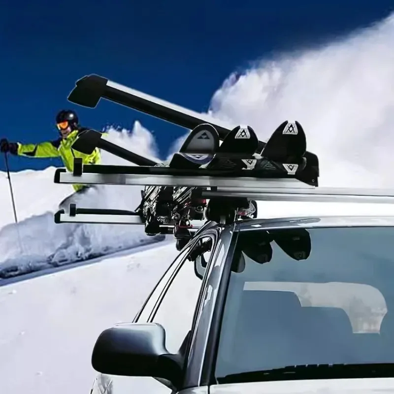 2PCS-Pack Ski and Snowboard Roof Rack Car Rack Carrier Ski Car Rack Snowboard Roof Carrier Aluminum Alloy Ski Roof Carrier