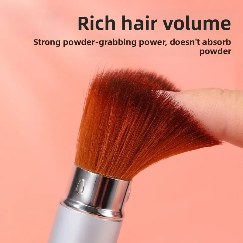 Travel Kabuki Brush Retractable with Aluminum Handle Powder & Blush Brush with Soft Synthetic Bristles Portable Makeup Tool 1Pc
