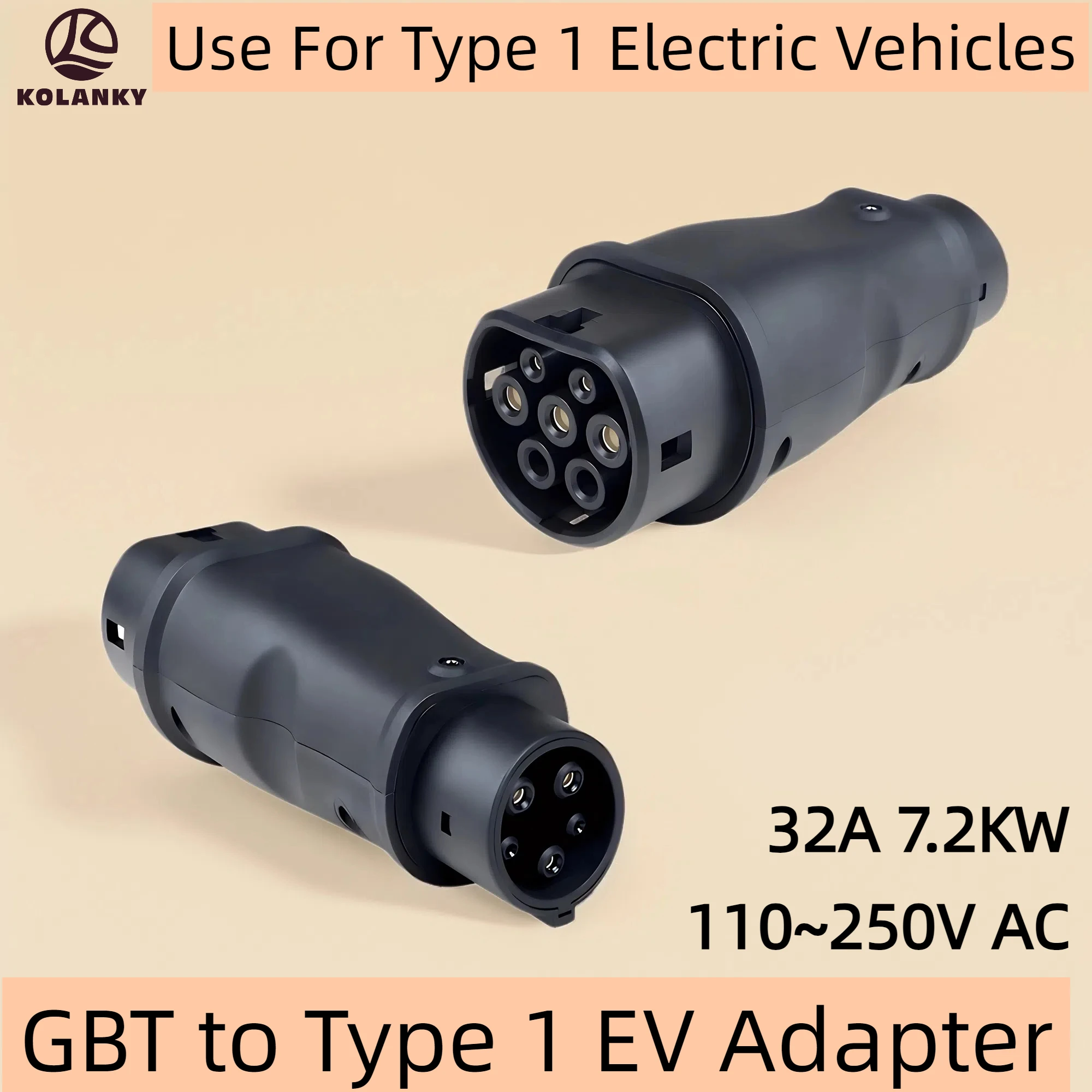 

Адаптер GBT к Type1 32 А, 7,2 кВт, гнездовой разъем GB/T с гнездовым преобразователем типа 1, J1772, электромобиль для Type1 Ford Chevrolet Tesla