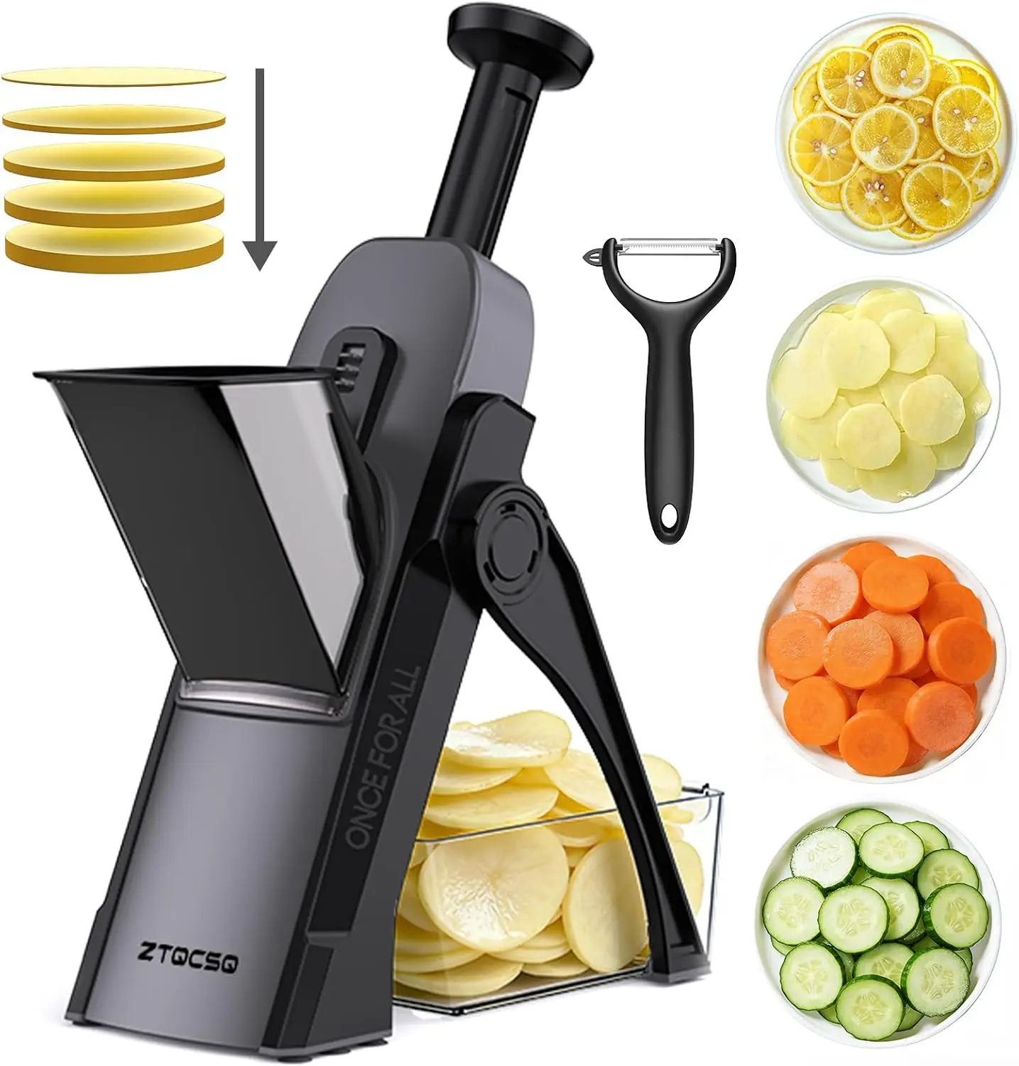 Adjustable Mandoline Slicer for Kitchen, Meal Prep, Potato & French Fry Cutter, Easy to Clean