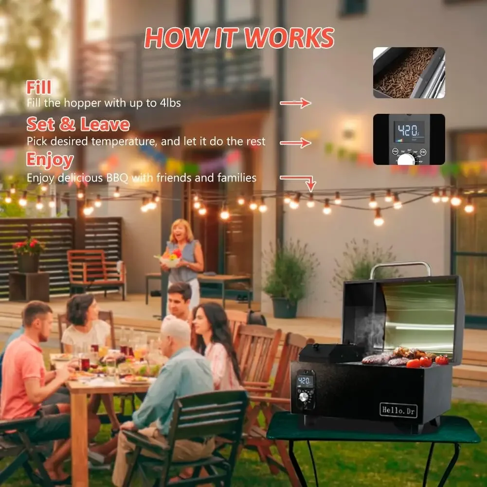 مدخن الشواية، مدخن كهربائي على الطاولة 8 في 1 للتخييم RV Tailgating RV Cooking BBQ، شوايات خارجية وSmo