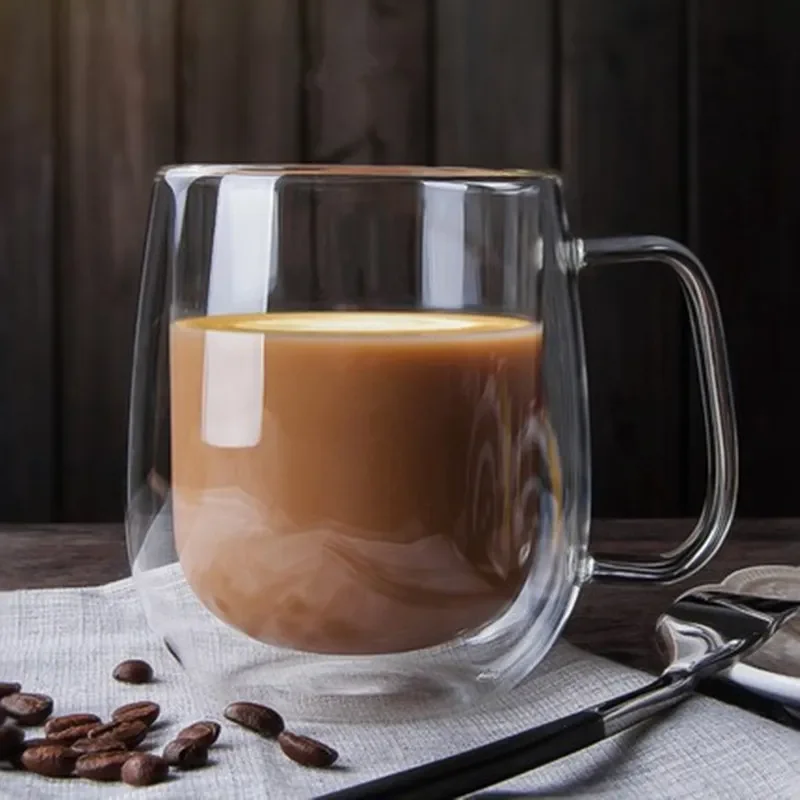 Double Wall Glass Cup Heat Resistant Transparent High Borosilicate Mug Tea Milk Lemon Juice Coffee Cup Gift Creativity Drinkware