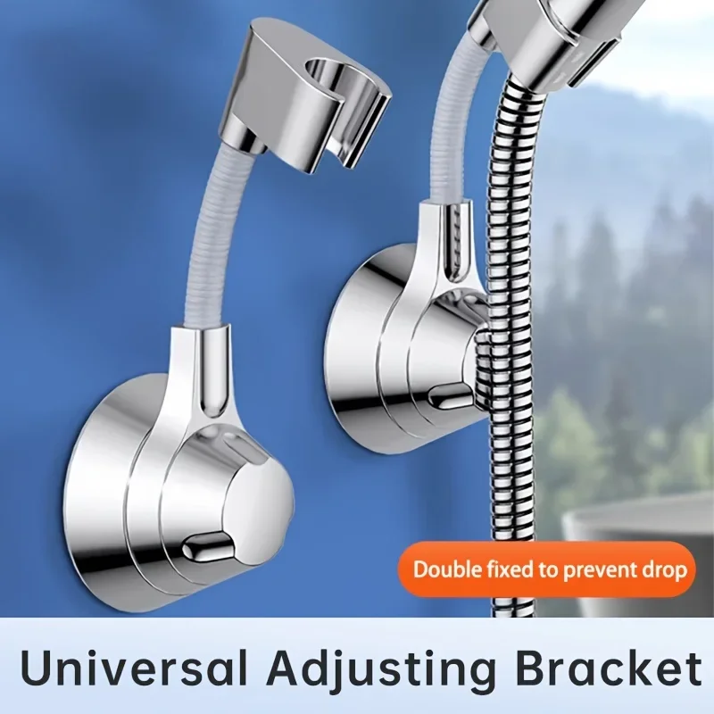 Musurjoy 1pc Bathroom Shower Head Bracket, Punch-free Rain Spray Head Fixer, Universal Adjustable Wall Hanging Shower Base