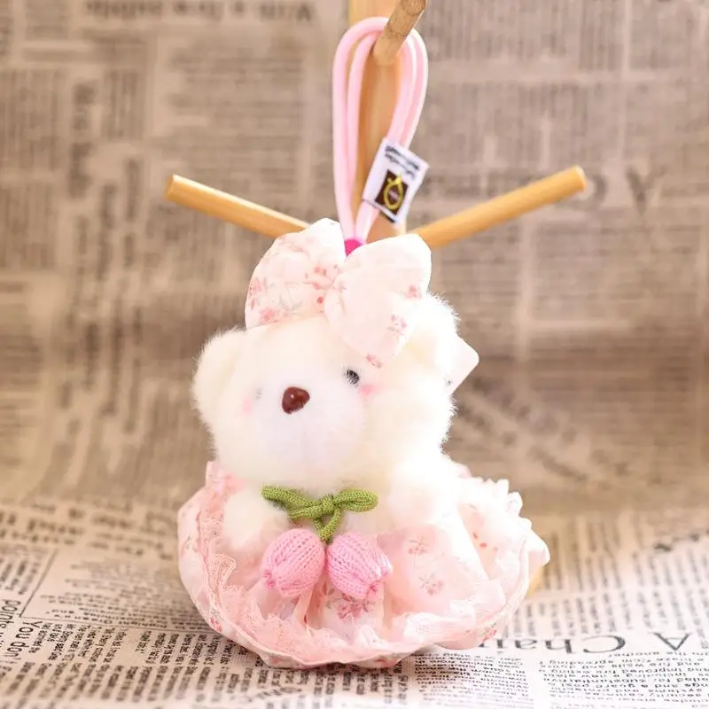 LLavero de oso rosa de peluche, bolso de dibujos animados, colgante, mochila, decoración, muñeco de peluche, juguete para regalo para niñas y niños