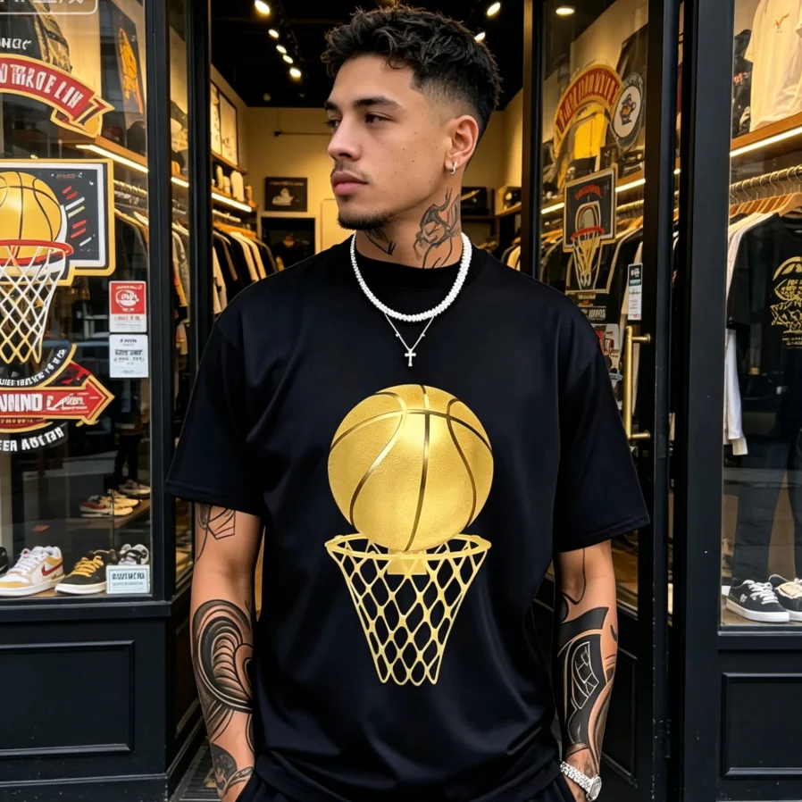 Men's Fashion Printed T-Shirt- Summer Classic Crew Neck Short Sleeve T-Shirt, Polyester Breathable Fashion Letter Pattern Design