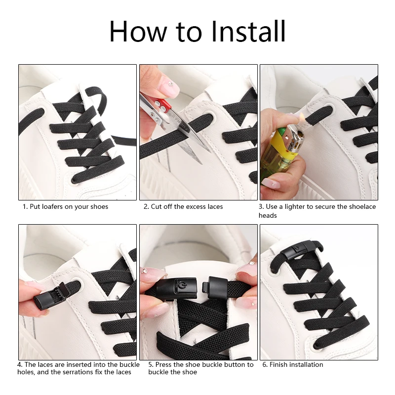 Press Lock-Schnürsenkel ohne Krawatten, elastische Schnürsenkel, Sneaker, 8 mm, verbreitert, flach, ohne Krawatte, Schnürsenkel für Kinder und Erwachsene, Schnürsenkel für faule Schnürsenkel