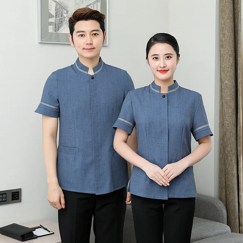 Hotel Guesthouse Waiter Cleaning Short Sleeve Housekeeping Property Guest Room Cleaning Work Uniform Unisex Summer Workwear
