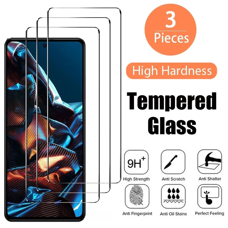 3PCS Tempered Glass For Xiaomi Poco X5 Pro M5 M5S F3 F4 X4 X3 GT Screen Protector For Poco M4 M3 X4 Pro 5G X3 NFC F2 Pro Glass