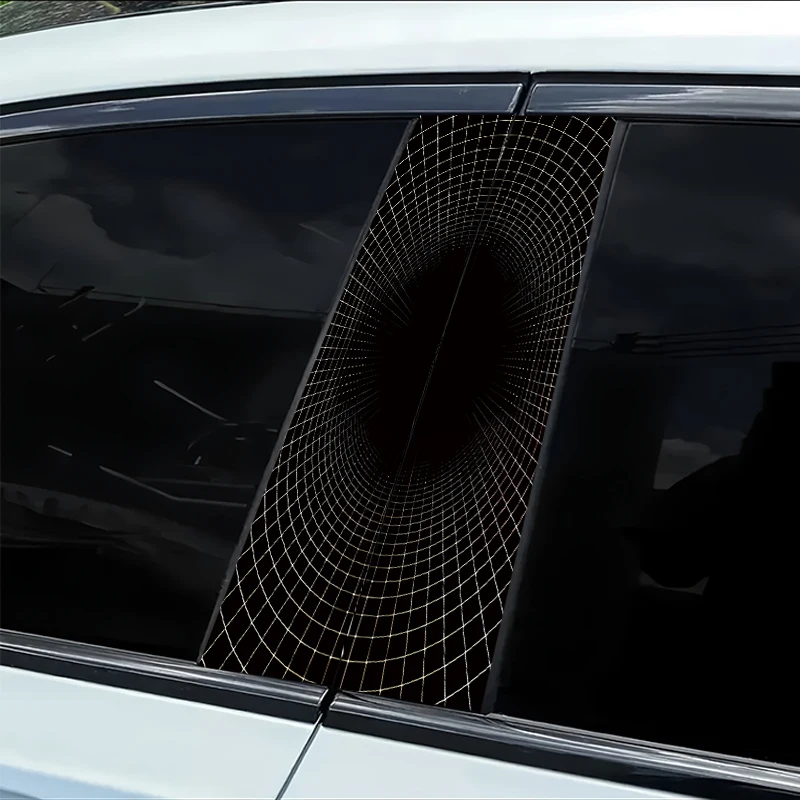 2 pieces of automotive B-pillar stickers Grid Tunnel Smooth material protection film with anti-scratch properties