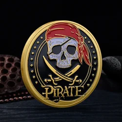 Pirate coin GOLD PLATED ENAMEL Paris tower nostalgic commemorative badge Russian ancient coin collection skeleton coin hold