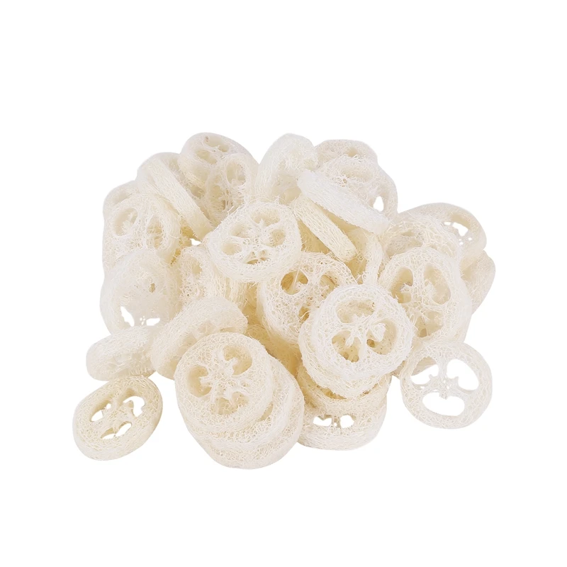 4-6Cm di larghezza 50 pz/lotto fetta di luffa naturale fai da te personalizzare strumenti di sapone, detergente, spugna Scrubber, porta sapone