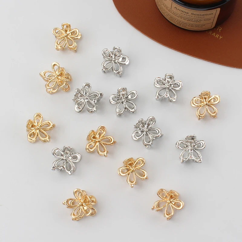 10 stücke Metall Blume Haar Clip Mini Geflecht Haar Haarnadel Kleine Klaue Clip Frauen Mädchen Haar Zubehör Kopfbedeckungen – Detail 3