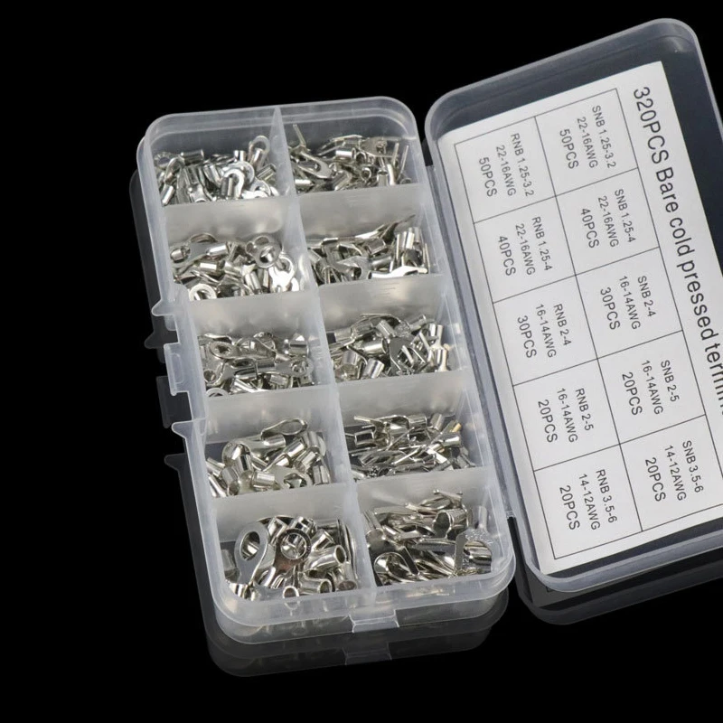 Free shipping Wire Connector 0.5-4mm Square Terminal Eletrico 320pcs Boxed,Crimp Pressed Terminal,U O Shaped ,