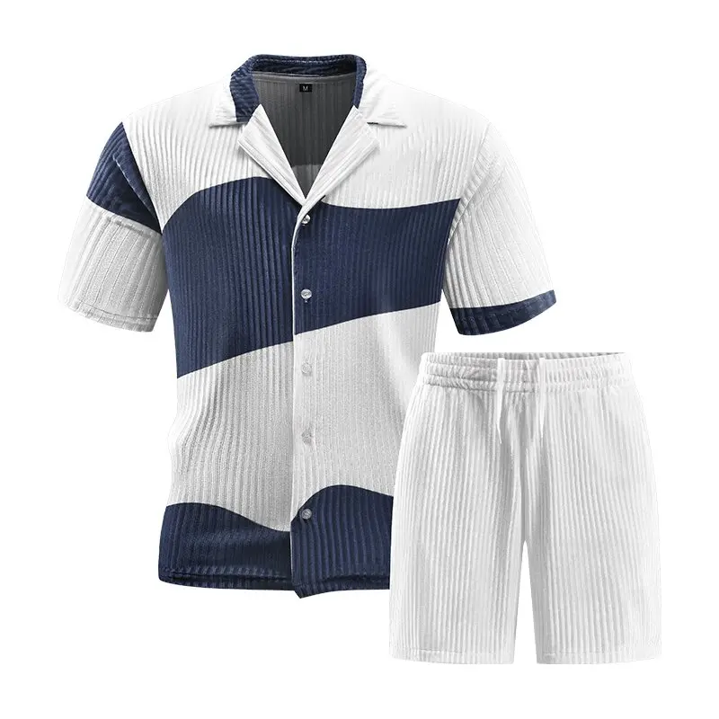 Summer New Fashion Trend Sports Fitness Short Sleeved Shirt Set For Men's Casual Loose Fit Plus Size High-end Two-Piece Set