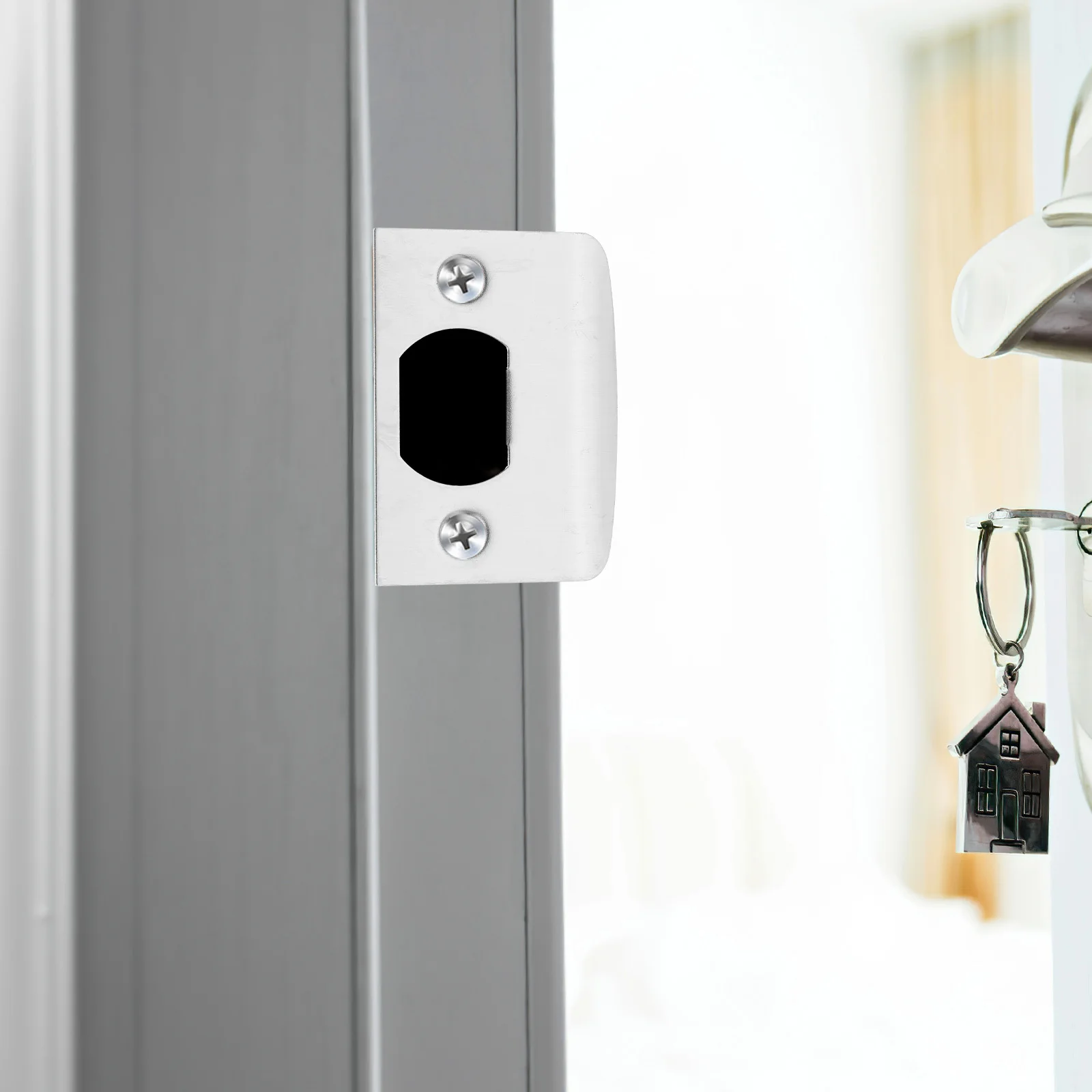 

2Sets Lock Latch Strike Plate Heavy Duty Door Frame Reinforcement Replacement for Exterior Interior Doors with Mounting Screws