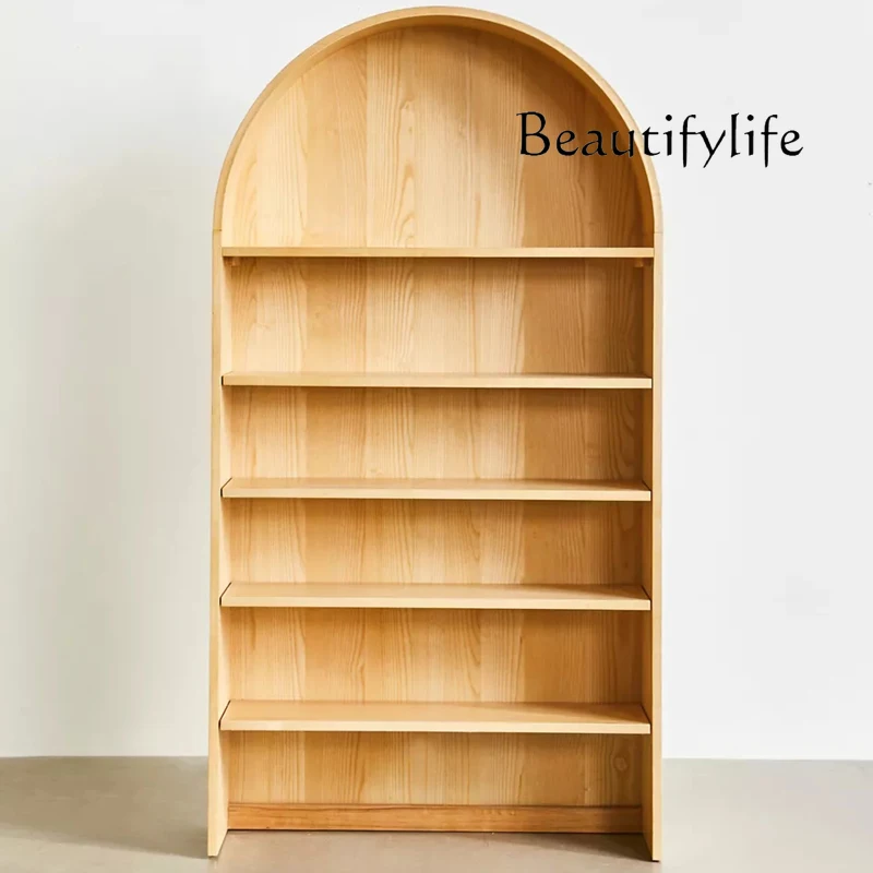 

American arched bookshelf French retro solid wood Nordic solid wood storage cabinet Simple modern locker