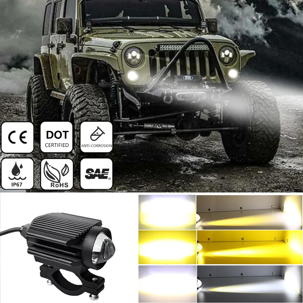 12V Additional Led Headlights For Motorcycle Fog Lights Lamp Auxiliary Spotlights Lense High/Low/Strobe Long Range Front Lights