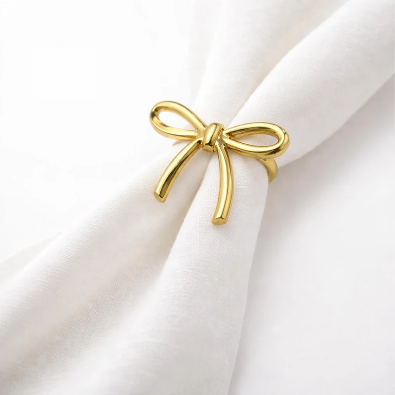 

12Pcs Elegant Gold Bow Napkin Rings, Metal Butterfly-Inspired Napkin Holders for Wedding Table Decor, Dinners, Parties
