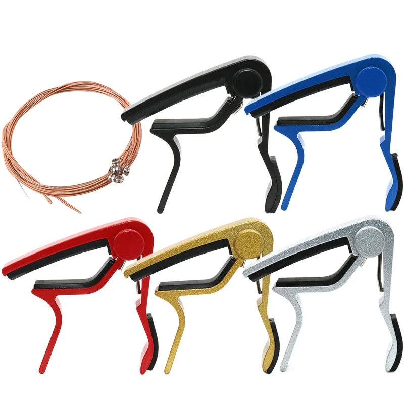 Guitar String and Capo Set Red Copper Strings Golden Silvery Aluminum Alloy Trigger Capo 5 Colors for Acoustic Guitar TMZ
