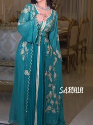 Henna Night V-neck Gown Algerian Shiny Women Modern Evening Dress Caftan A-line Bridal Dresses Customized Vestidos De Gala