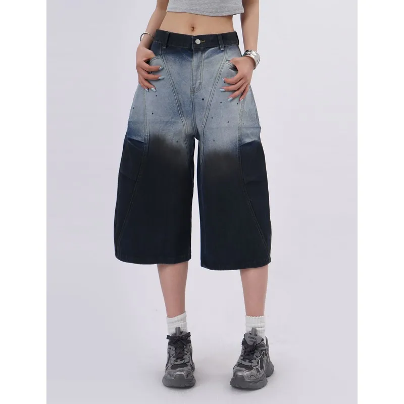 

Trendy Denim Shorts Women's High-Waisted Vintage Petite Loose-Fit Straight-Leg Slimming Five-Piece Jeans Summer Style