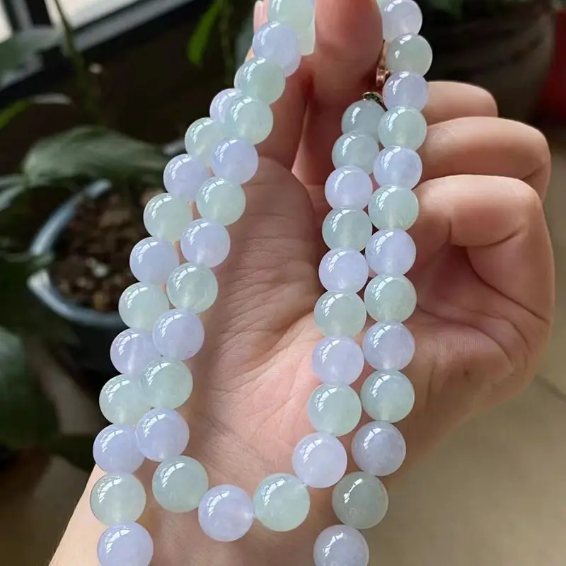 Myanmar Natural Jadeite with ColoredTransparent Glue Moistening Macaron Multi-Circle Bead Necklace Br