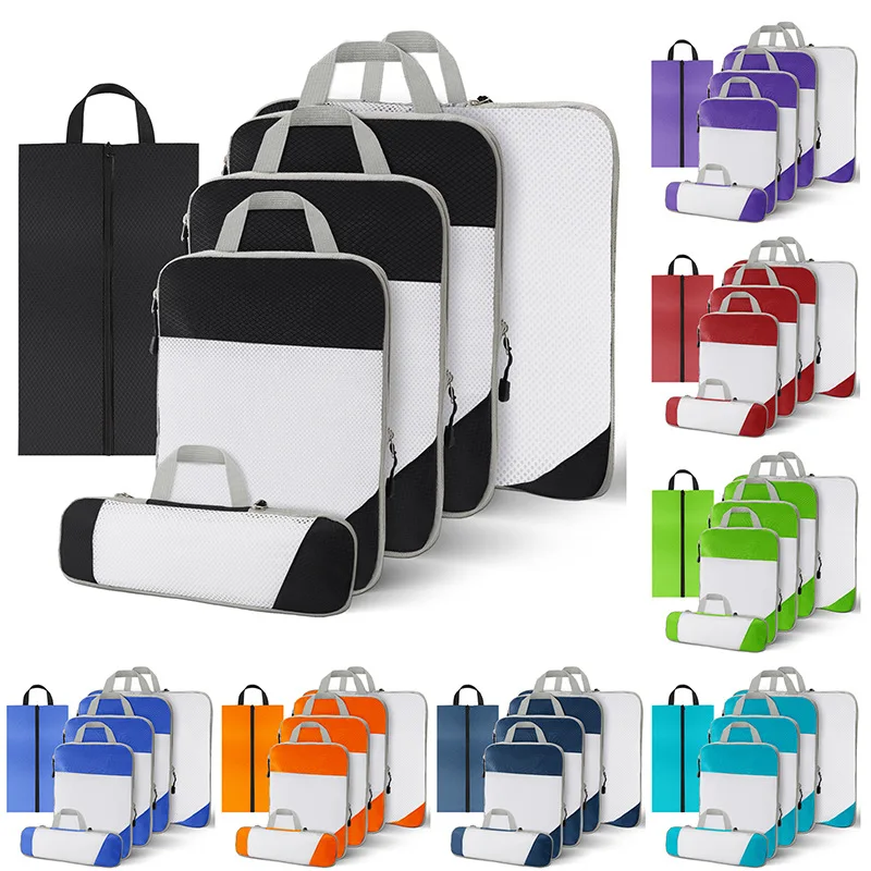 6 Pcs/Set Travel Storage Bag Waterproof Large Capacity Luggage Clothes Sorting Storage Bag Set Suitcase Luggage Packing Cubes