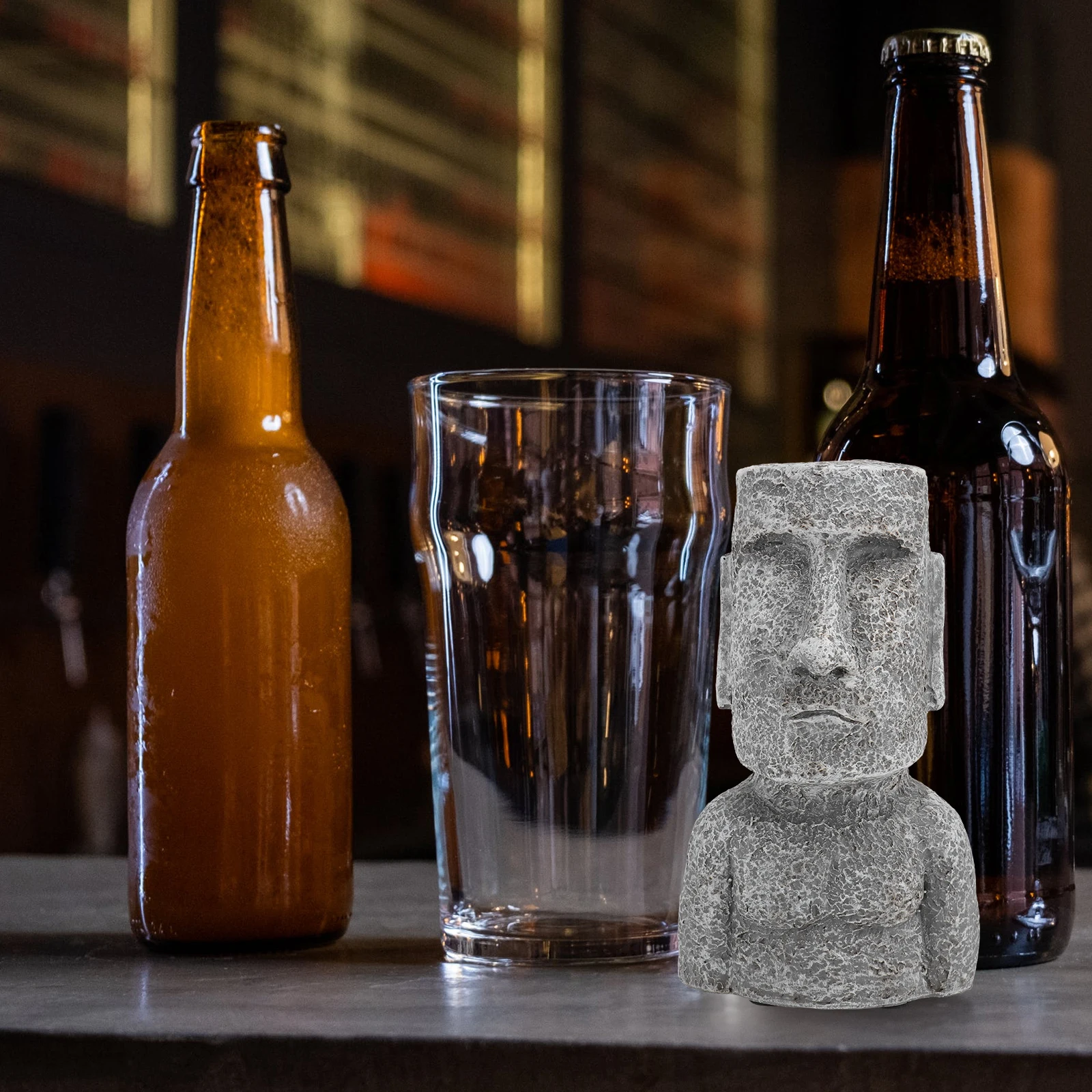 

1Pcs Moai Bottle Opener Gray Decorative Hanging Beer Opener Creative Bottle Opening Device Outdoor Picnic Essential