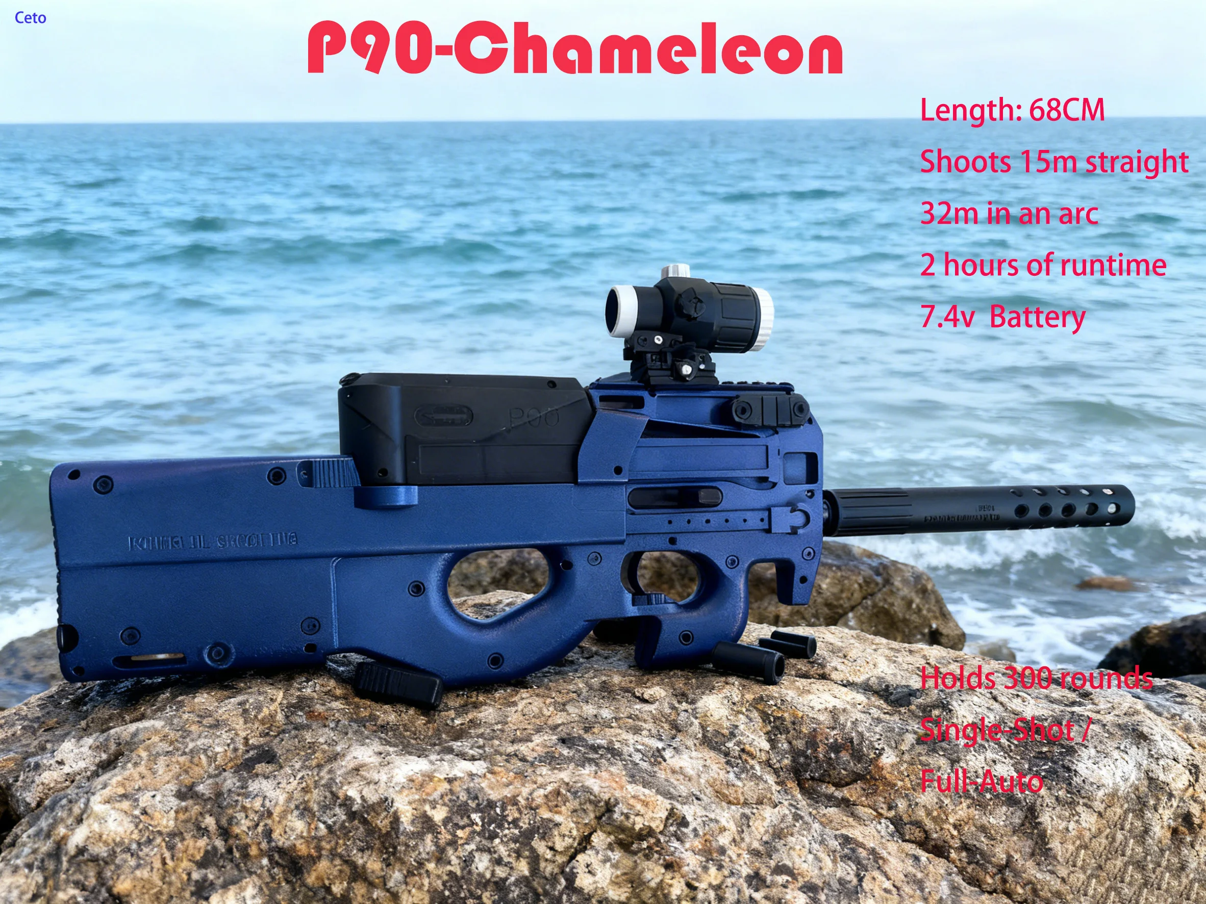 Jogos para pais e filhos P90 Gel Blaster Full Auto Color Shift Gel Ball Blaster 30M de alcance brinquedos ao ar livre para adultos e crianças