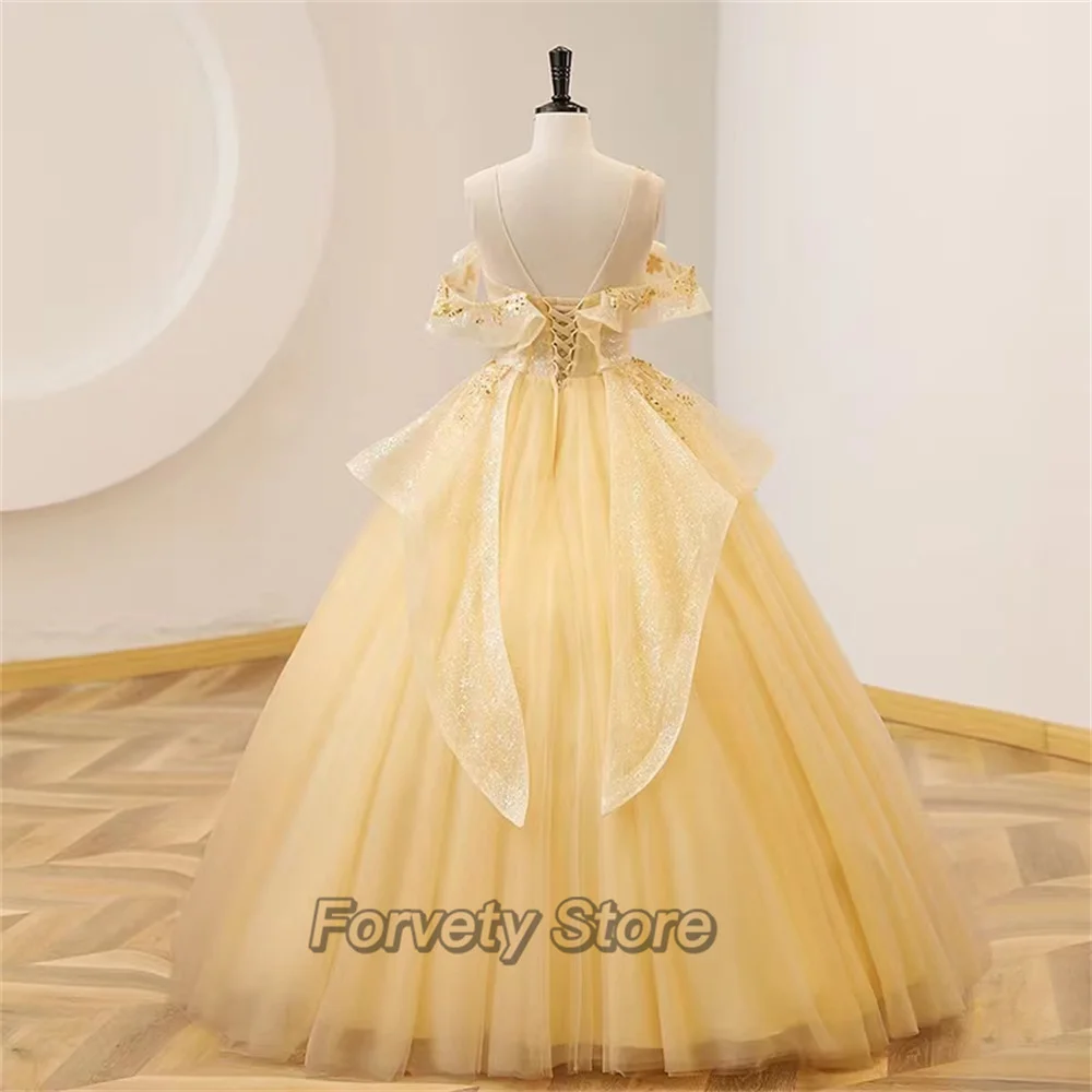 New Mesh Evening Dress Ball Shining Applique Back To School Graduation Tutu Skirt And Ground Temperament Dream Sleeveless Backle